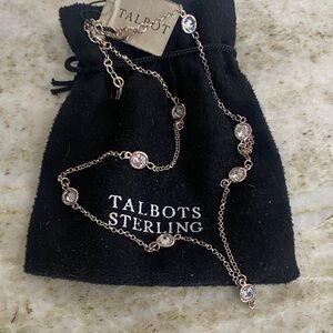Talbots Silver Chain with Clear Gemstones